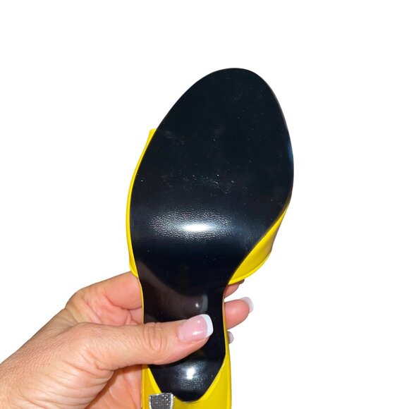 Fredericks of Hollywood Vintage 1990s Womens Mule Stiletto Size 7.5 Yellow New - Picture 4 of 8